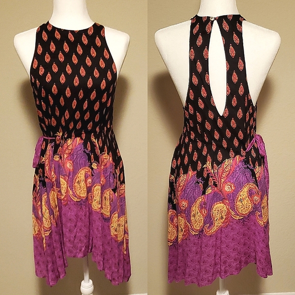NEW‼️ Free People Summer Boho Dress, Pink Black Tie XS - Picture 6 of 7